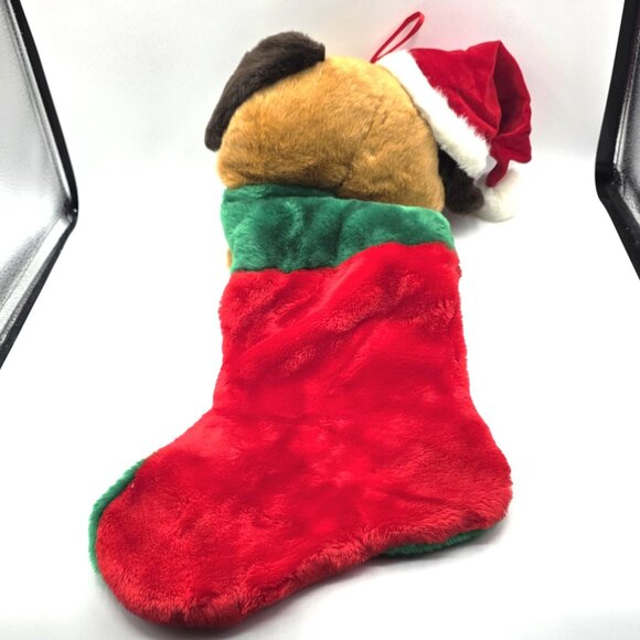 Prima Creations VTG 2000 Christmas Stocking Dog Puppy Plush Brown White Paws 3D - Picture 5 of 9